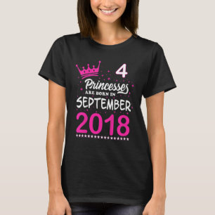 Kids 4th Birthday Pink Princesses Are Born In Sept T-Shirt