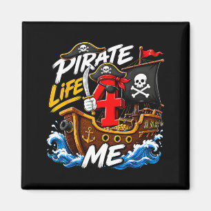 Kids 4th Birthday Pirate 4 Years Old Boy Theme Magnet