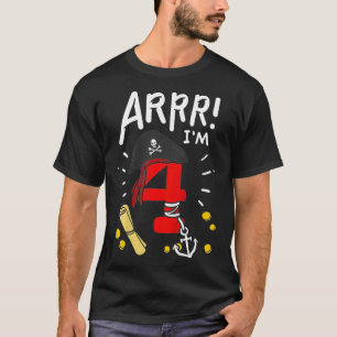 Kids 4th Birthday Pirate Four Theme Party  T-Shirt
