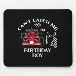 Kids 4th Birthday Race Car Bday Boy Cant Catch Me Mouse Mat