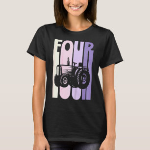 Kids 4th Birthday Retro Farm Tractor Theme Farmer T-Shirt