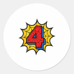 Kids 4th Birthday Sder Theme Party 4 Year Old Boys Classic Round Sticker