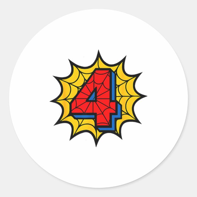 Kids 4th Birthday Sder Theme Party 4 Year Old Boys Classic Round Sticker (Front)