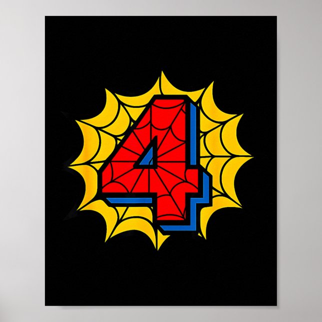 Kids 4th Birthday Sder Theme Party 4 Year Old Boys Poster (Front)