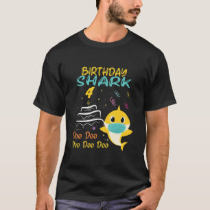 Kids 4Th Birthday Shark 4 Years Old Doo Doo In Qua T-Shirt