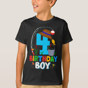 Kids 4th Birthday Shirt Boy Fishing Fish Bday Part