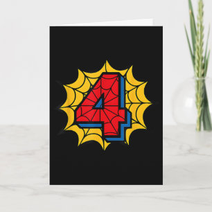 Kids 4th Birthday Spider Theme Party 4 Year Old Bo Card