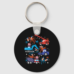 Kids 4th July Construction Trucks Vehicle Patriot Key Ring