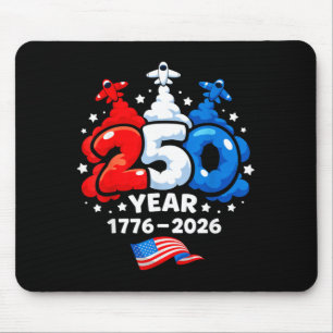 Kids 4th of July 250 Year Patriotic Red White USA Mouse Mat