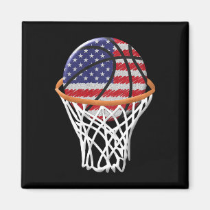 Kids 4th Of July Bysketbyll Usa Flag Kids Youth Bo Magnet