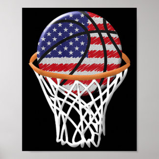 Kids 4th Of July Bysketbyll Usa Flag Kids Youth Bo Poster