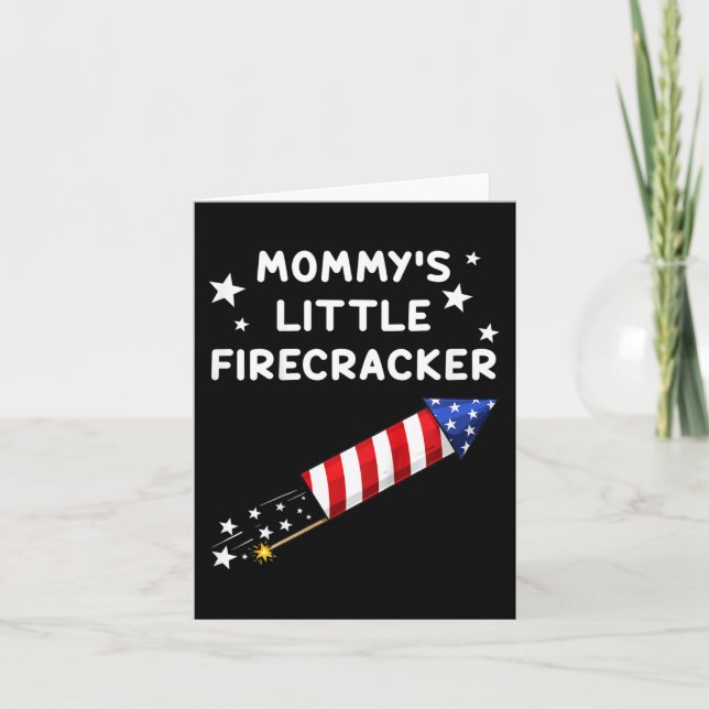 Kids 4th Of July Mummy's Little Firecracker Fun Bo Card (Front)