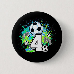 Kids 4th Soccer Birthday Party 4 Year Old Soccer P 6 Cm Round Badge