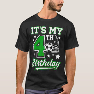 Kids 4th Soccer Birthday Party 4 Year Old Soccer P T-Shirt