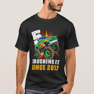 Kids 5 Crushing It Since 2017 Monster Truck 5th Bi T-Shirt