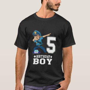 Kids 5 Year Old 5th Birthday Boy Dabbing Police F T-Shirt