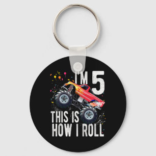Kids 5 Year Old 5th Birthday Boy Monster Truck Ca Key Ring