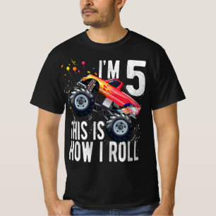 Kids 5 Year Old 5th Birthday Boy Monster Truck Ca T-Shirt