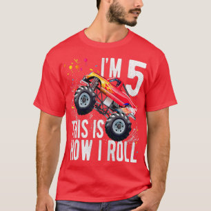Kids 5 Year Old 5th Birthday Boy Monster Truck Car T-Shirt