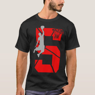 Kids 5 Year Old 5th Bysketbyll Birthday Partytheme T-Shirt