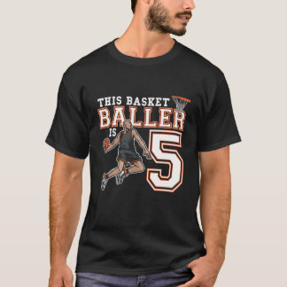 Kids 5 Year Old Basketball Birthday Party Hoops Pl T-Shirt
