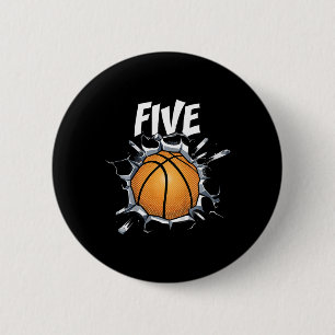 Kids 5 Year Old Basketball Birthday Party Theme 5t 6 Cm Round Badge