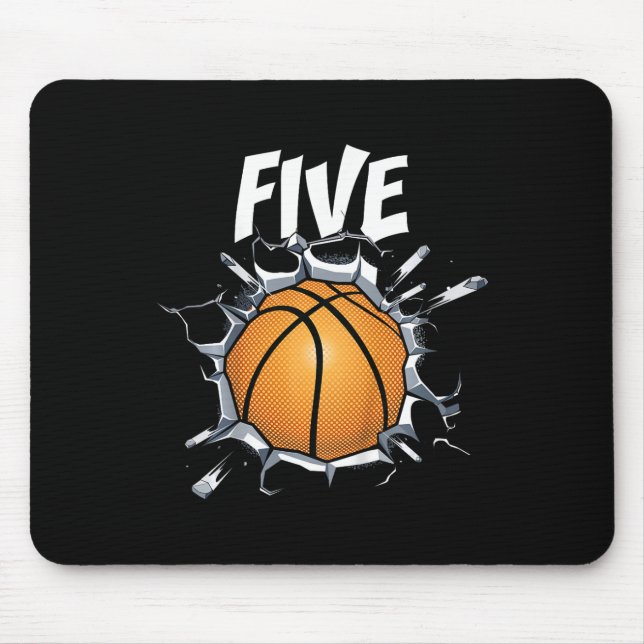 Kids 5 Year Old Basketball Birthday Party Theme 5t Mouse Mat (Front)