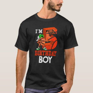 Kids 5 Year Old Basketball Dabbing 5th Birthday Bo T-Shirt