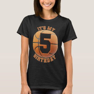 kids 5 year Old Birthday Boys basketball 5th birth T-Shirt