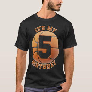 kids 5 year Old Birthday Boys basketball 5th birth T-Shirt