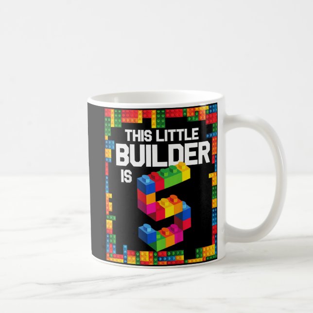 Kids 5 Year Old Building Blocks Birthday  Brick 5t Coffee Mug (Right)