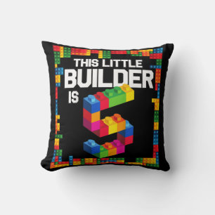 Kids 5 Year Old Building Blocks Birthday  Brick 5t Cushion