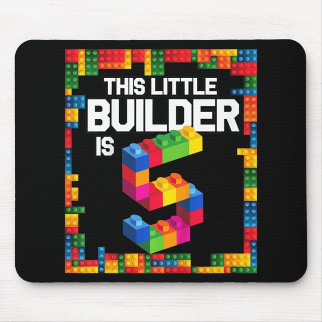 Kids 5 Year Old Building Blocks Birthday  Brick 5t Mouse Mat (Front)