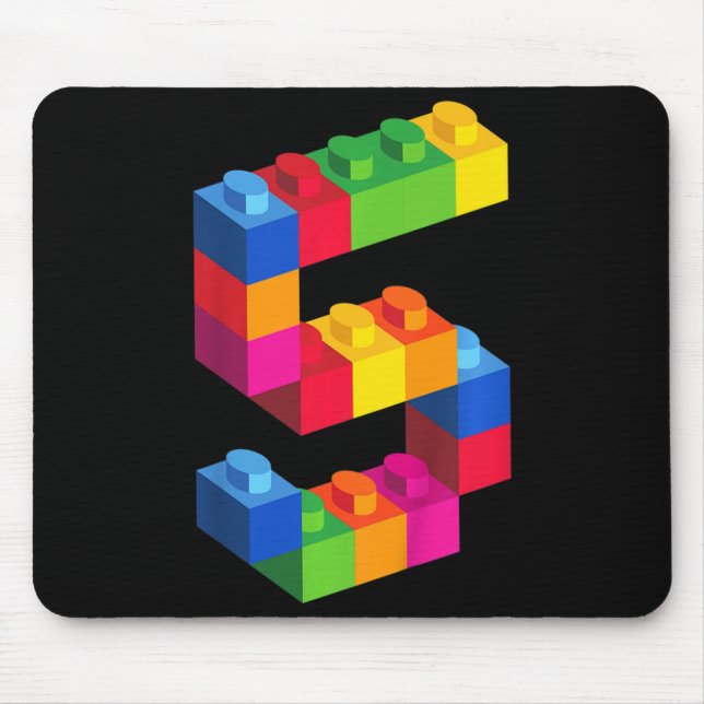 Kids 5 Year Old Building Blocks Birthday  Bricks 5 Mouse Mat (Front)