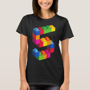 Kids 5 Year Old Building Blocks Birthday  Bricks 5 T-Shirt
