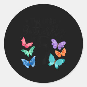 Kids 5 Year Old Butterfly Birthday Girls 5th Girl  Classic Round Sticker