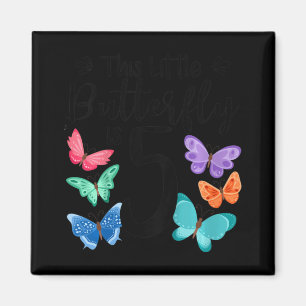Kids 5 Year Old Butterfly Birthday Girls 5th Girl  Magnet