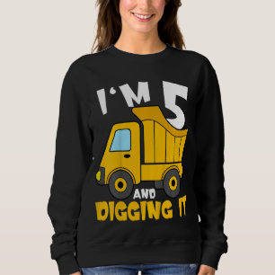 Kids 5 Year Old Cute Construction Truck Birthday 5 Sweatshirt