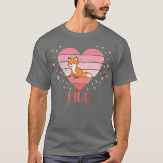 Kids 5 Year Old Cute Fox Birthday Girl 5th B-day T-Shirt