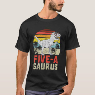 Kids 5 Year Old Dinosaur Birthday 5th T Rex Dino F T-Shirt