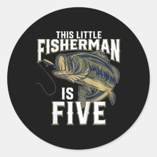 Kids 5 Year Old Fishing Birthday Party Fisherman 5 Classic Round Sticker