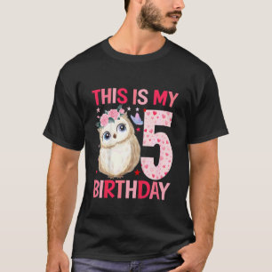 Kids 5 Year Old Girl Girls Owls Owl 5th Birthday T-Shirt