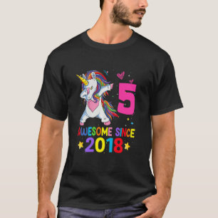 Kids 5 Year Old  Girls Teens Dabbing Unicorn 5th B T-Shirt