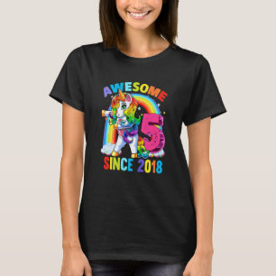 Kids 5 Year Old Girls Teens Dabbing Unicorn 5th B T-Shirt