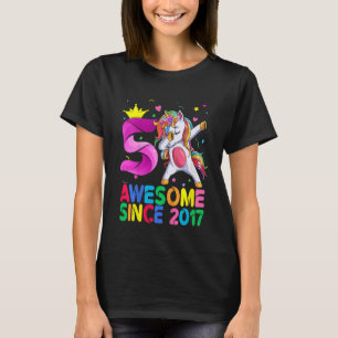 Kids 5 Year Old  Girls Teens Dabbing Unicorn 5th B T-Shirt
