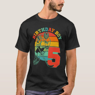 Kids 5 Year Old Ice Hockey Retro Birthday Party 5t T-Shirt