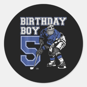Kids 5 Year Old Ice Hockey Themed Birthday Party 5 Classic Round Sticker