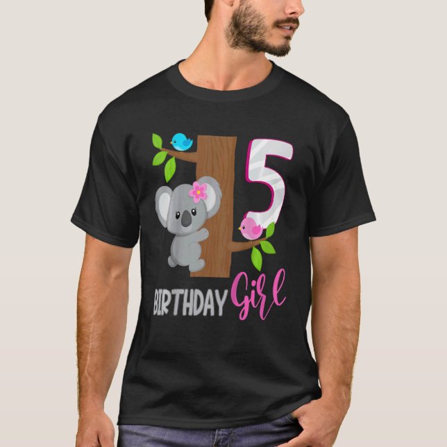 Kids 5 Year Old Koala Birthday Koalafied Girl 5th  T-Shirt (Front)