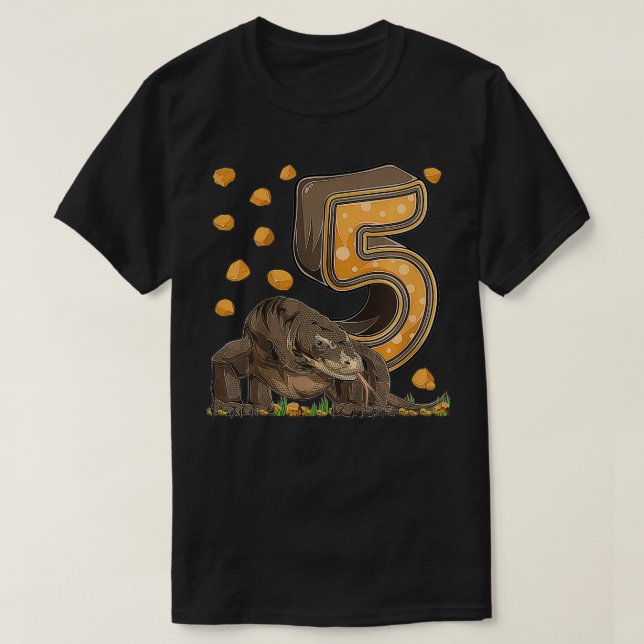 Kids 5 Year Old Komodo dragon Reptile 5th Birthday T-Shirt (Design Front)