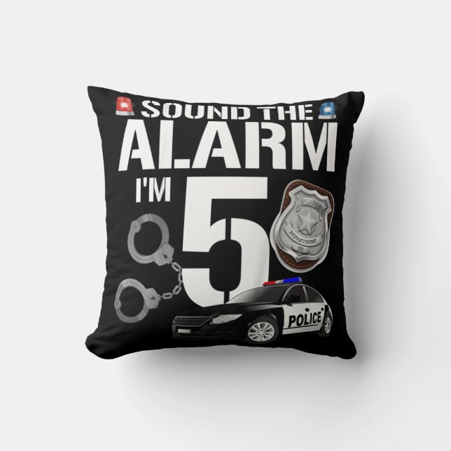 Kids 5 Year Old Police Birthday Officer Cop Car 5t Cushion (Front)